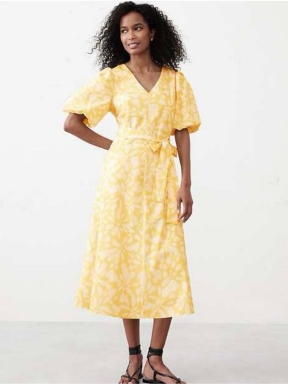 Banana Republic Factory PUFF-SLEEVE POPLIN MIDI DRESS Size Small NWT
